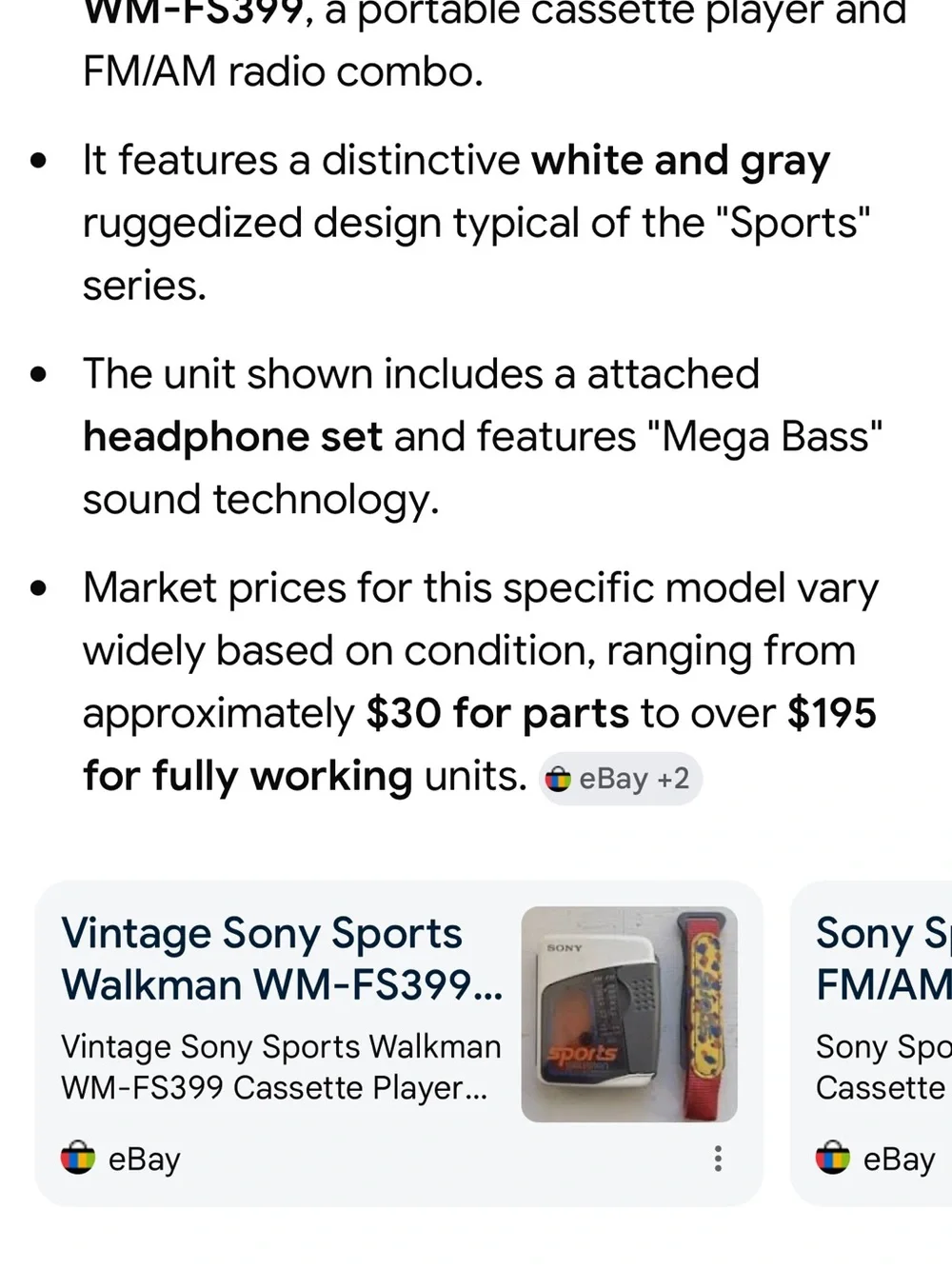 Vintage Sony Sports Walkman Cassette Player with Headphones